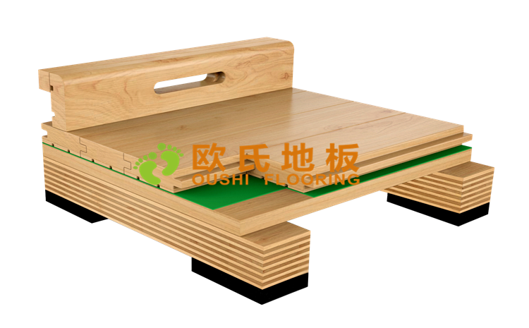 单层龙骨结构运动木地板-地板结构